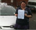 Debbie Rose with Driving test pass certificate