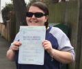 Becky with Driving test pass certificate