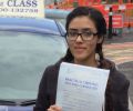 Maliha with Driving test pass certificate