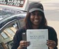 Gabby with Driving test pass certificate
