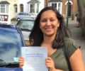 Neha with Driving test pass certificate