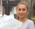 Yasmin with Driving test pass certificate